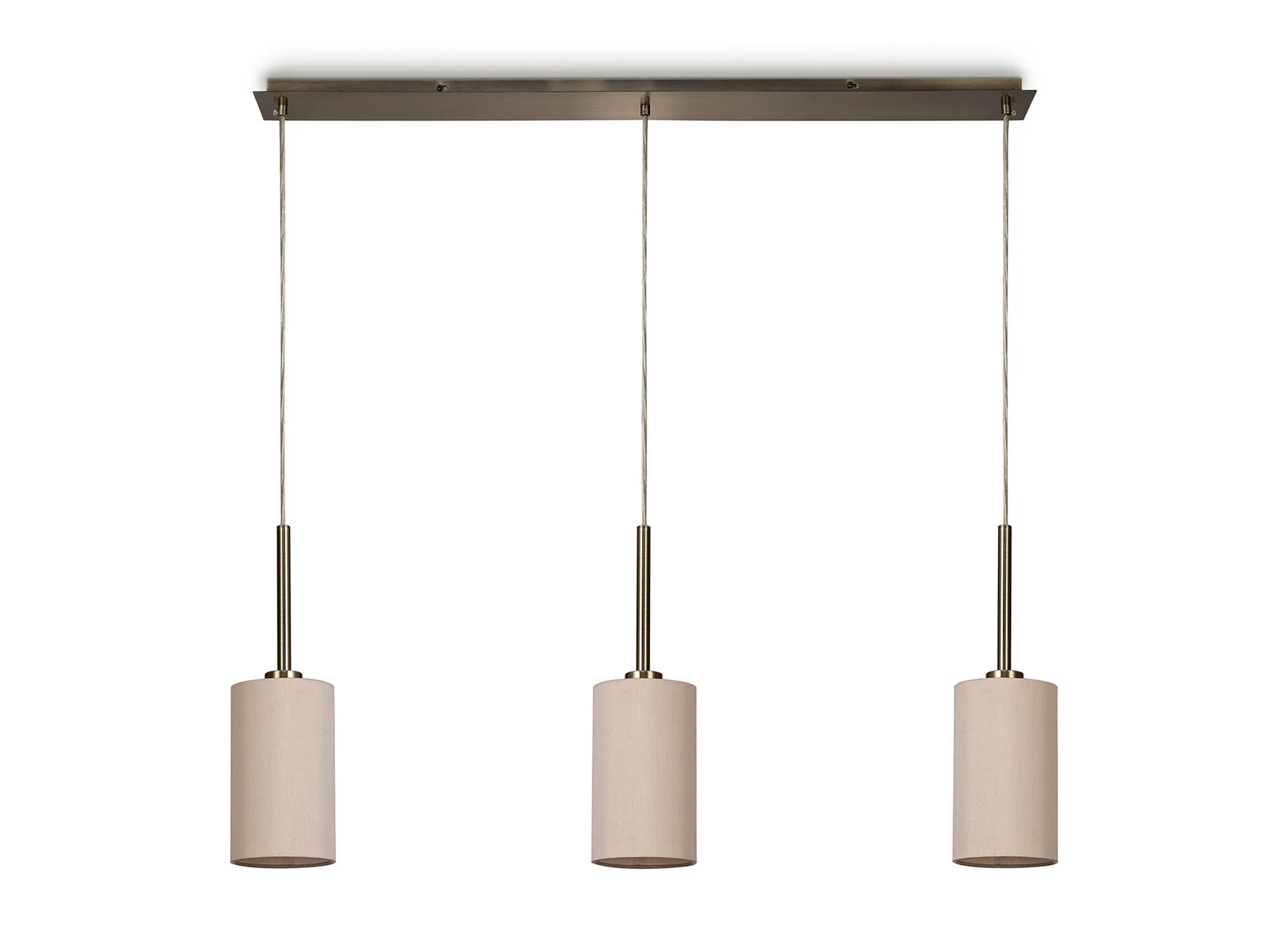 Baymont 12cm Shade 3 Light Pendant Antique Brass, Nude Beige/Moonlight DK0771  Deco Baymont AB NU